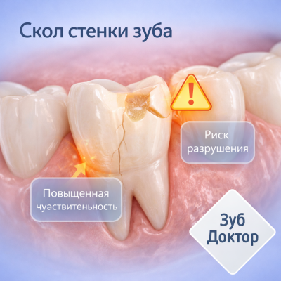 Скол стенки зуба