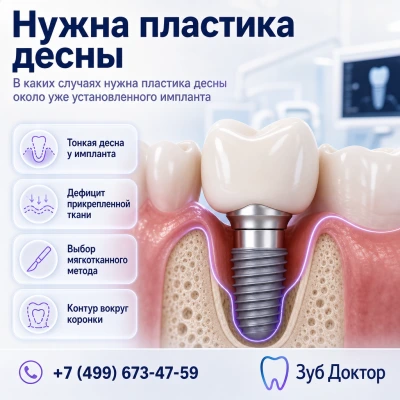 Пластика десны около импланта