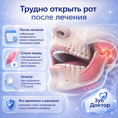 Трудно открыть рот после лечения зуба: что это значит