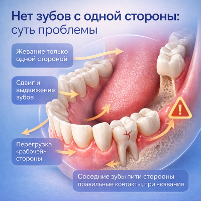 Нет зубов с одной стороны