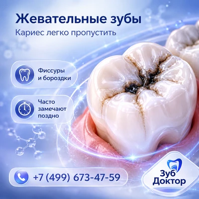 Кариес на жевательных зубах Кариес на жевательных зубах