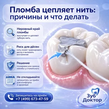 Пломба цепляет зубную нить: нужно ли переделывать