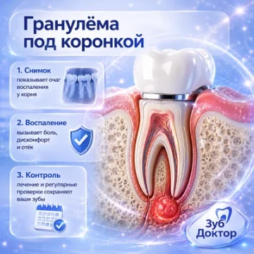 Гранулёма под коронкой: когда коронку снимают