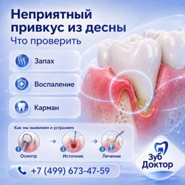 Неприятный привкус из десны: что проверить