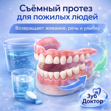 Съёмный протез для пожилых людей