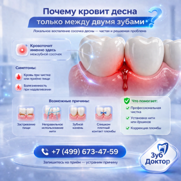 Кровит десна между зубами