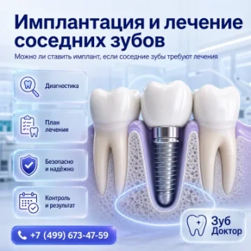 Имплантация и лечение соседних зубов