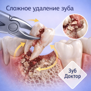 Сложное удаление зуба