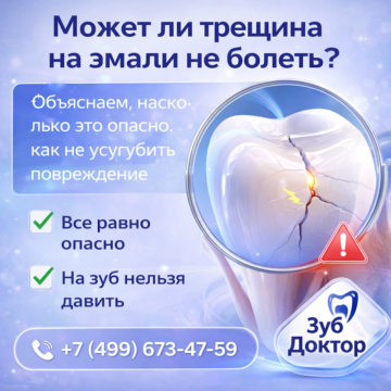Трещина на эмали не болеть