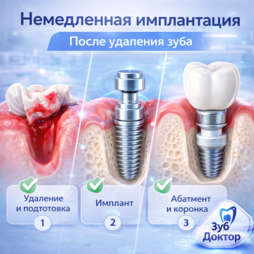 Имплантация сразу после удаления зуба