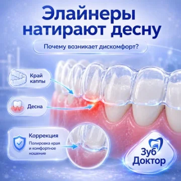 Элайнеры натирают десну: когда нужна коррекция