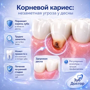 Корневой кариес: почему он появляется у десны