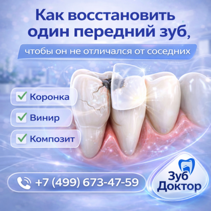 Восстановить один передний зуб