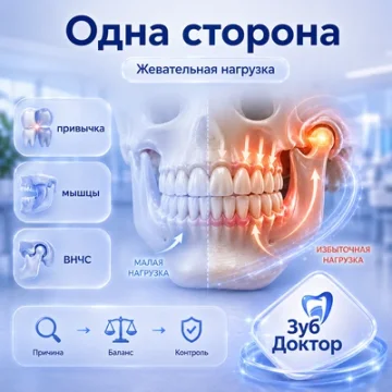 Жевать одной стороной: почему это влияет на прикус и ВНЧС
