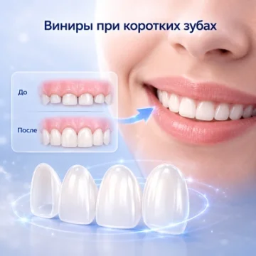 Виниры при коротких зубах