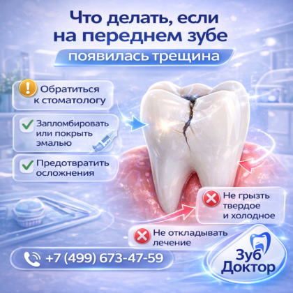 Трещина на переднем зубе