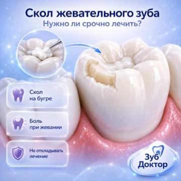 Скол жевательного зуба: когда нужна вкладка или коронка