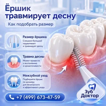 Ёршик травмирует десну: как подобрать размер