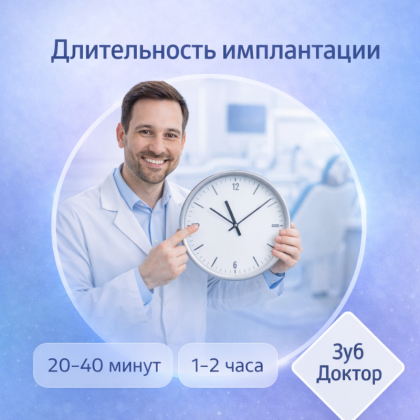 Длительность процедуры имплантации зубов