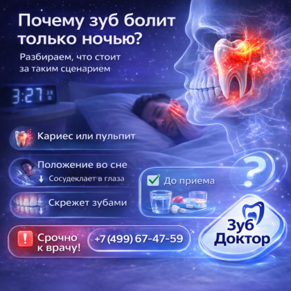Почему зуб болит только ночью