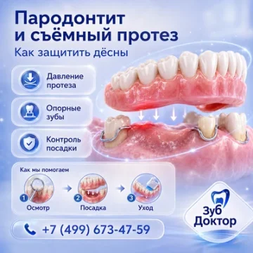 Пародонтит и съёмный протез: как защитить дёсны
