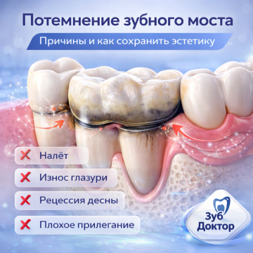 Зубной мост темнеет