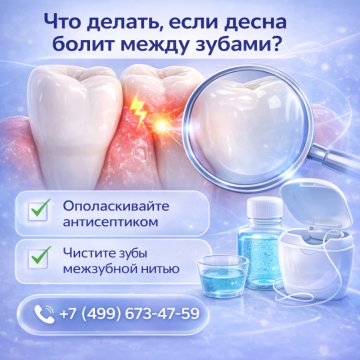 Десна болит между зубами