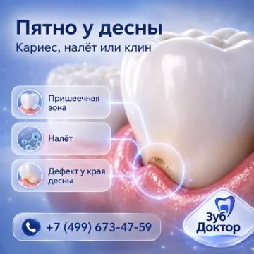 Пятно у десны на зубе: кариес, налёт или клин