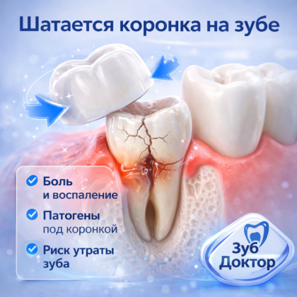 Шатается коронка на зубе?