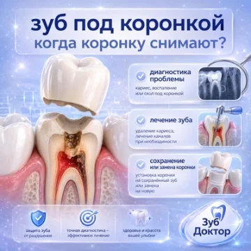 Лечение зуба под коронкой: когда коронку снимают