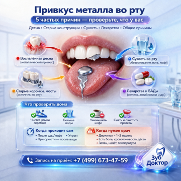 Привкус металла во рту — причины и что делать