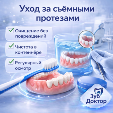 Уход за съемными зубными протезами