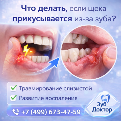 Прикусываю щёку из-за зуба