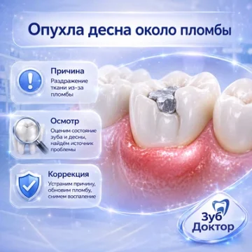 Десна опухла рядом с пломбой: причина может быть в крае