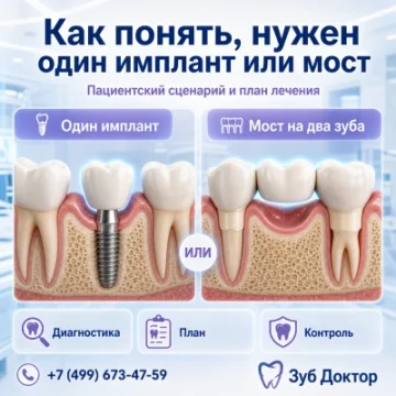 Как понять, нужен один имплант или мост